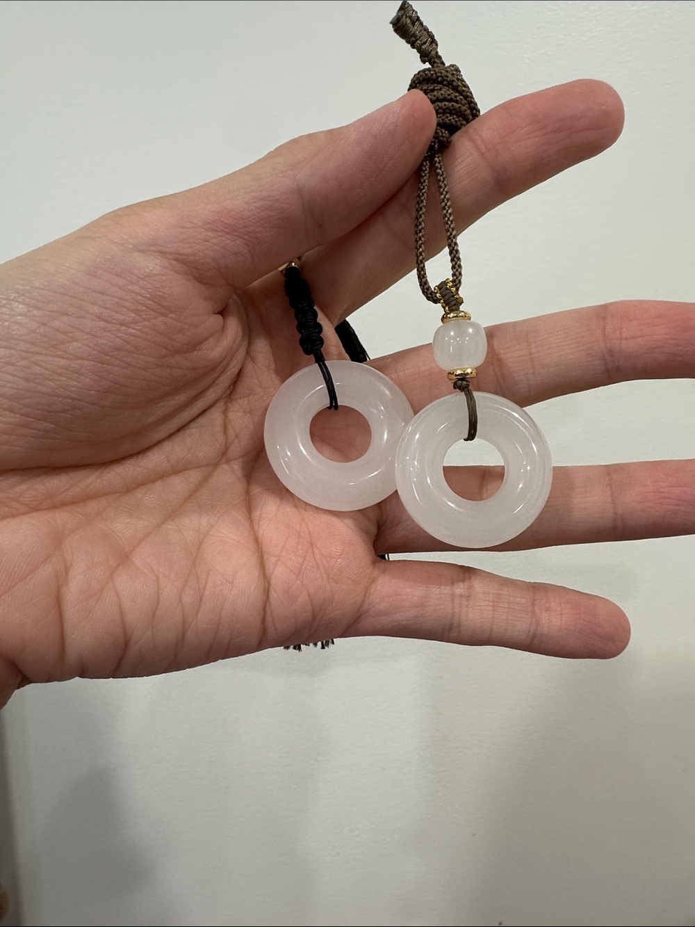 White Jade Donut Pendant Necklace - Handcrafted